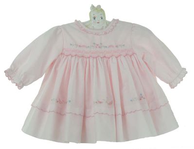 SARAH LOUISE CREAM & PEACH SMOCKED DRESS main image 0