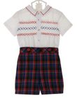 NEW Sarah Louise Red and Blue Plaid Smocked Button on Shorts Set