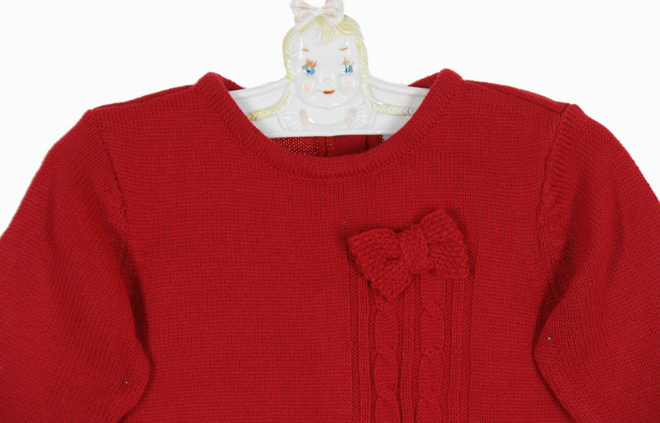 Sarah Louise red cable knit dress for baby girls,red cable knit dress