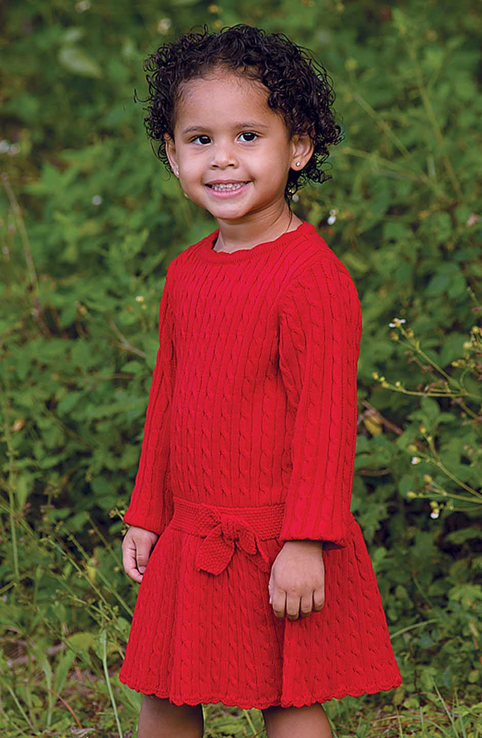 Sarah Louise red cable knit dress for toddler girls,red cable knit