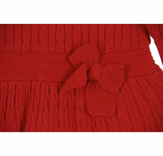 Sarah Louise red cable knit dress for toddler girls red cable knit