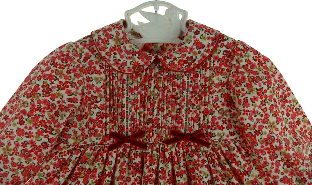 Sarah Louise red flowered dress,red flowered dress for baby girls,red