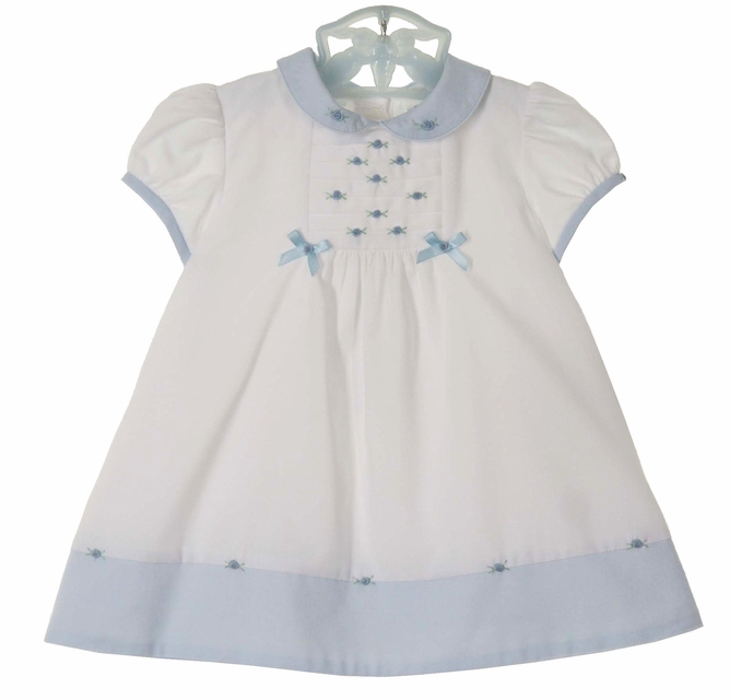 white dress with blue bows White V-Back Satin Flower Girl Dresses with Colored Sash 219T(4) Peacock / 6 main image 1