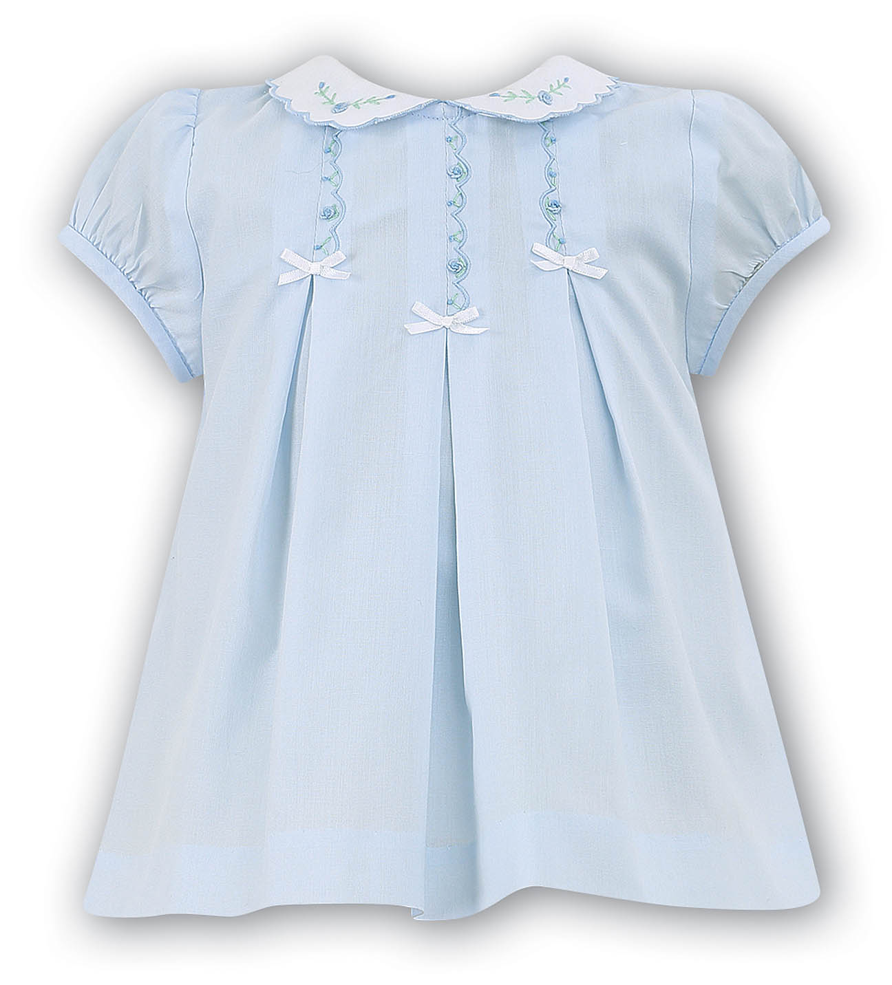 Claire & Charlie Sleeveless Dress Lt Blue Swiss Batiste W/White Ribbon Swiss Eyelet 3001D-CS26 5301