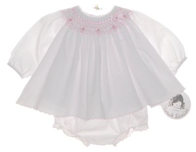 Preemie Smocked Diaper Set White