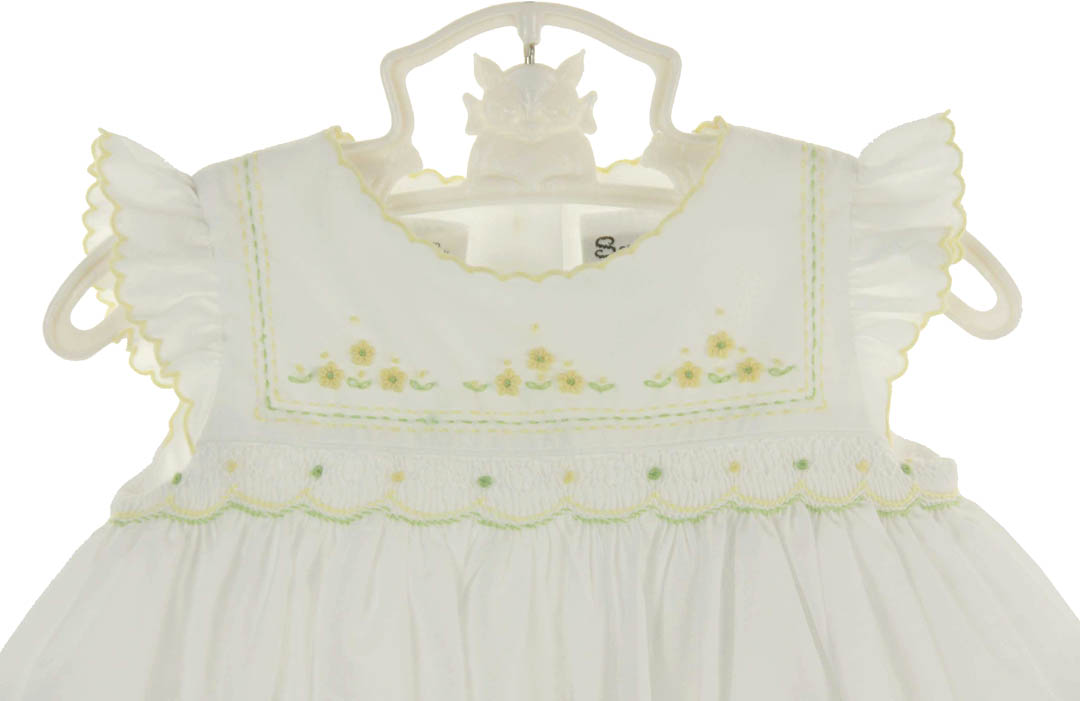 Sarah Louise white pinafore dress,Sarah Louise white smocked dress