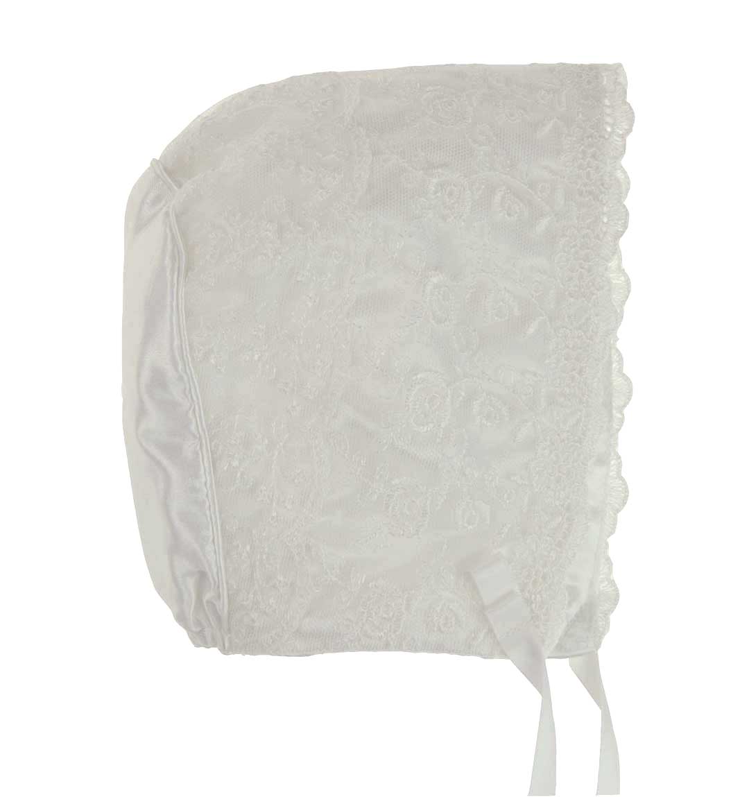 Sarah Louise Girls White Christening Sequin Gown & Bonnet main image 1