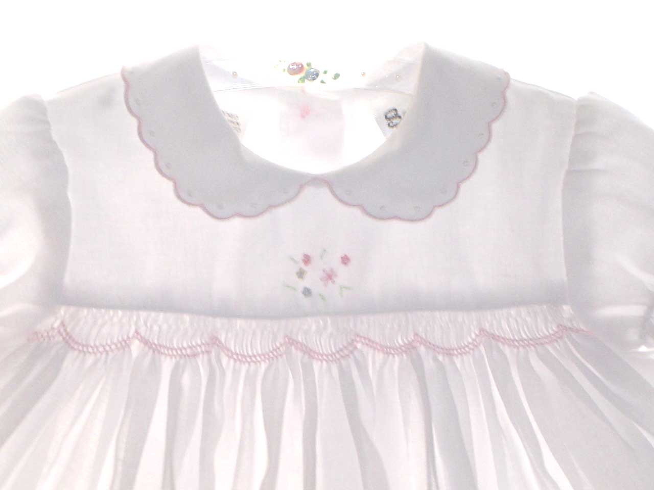 SARAH LOUISE -  Smocked Dress With Peter Pan Collar - White main image 1