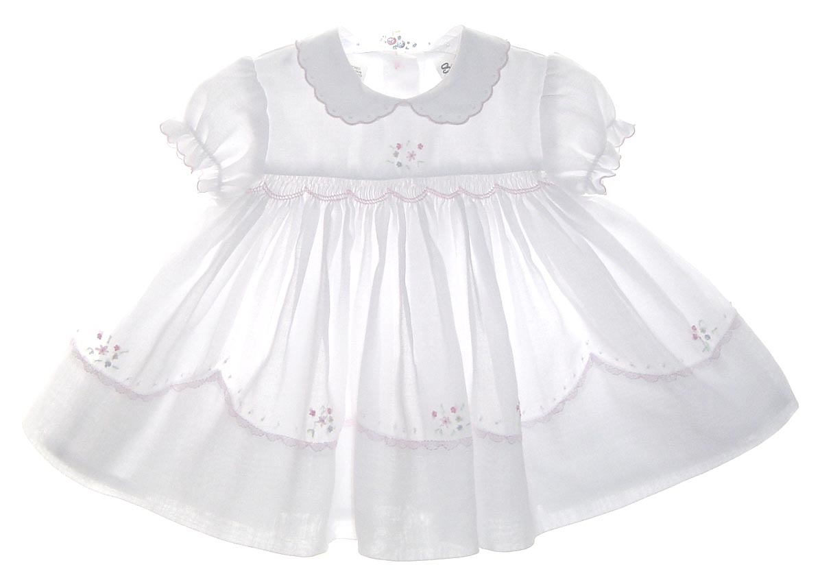SARAH LOUISE -  Smocked Dress With Peter Pan Collar - Pink main image 1