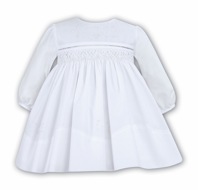 NEW Sarah Louise White Smocked Dress with Delicate Beading and Embroidery
