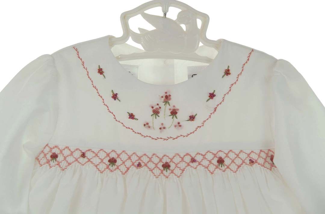 Sarah Louise smocked Christmas dress,white smocked Sarah Louise dress