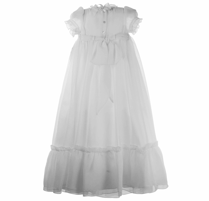 NEW Sarah Louise White Smocked Tulle Christening Gown with Matching Bonnet