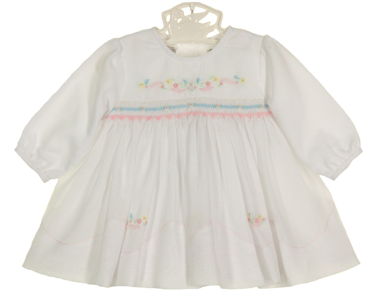 Sarah Louise White Dress with Blue Floral Embroidery main image 0