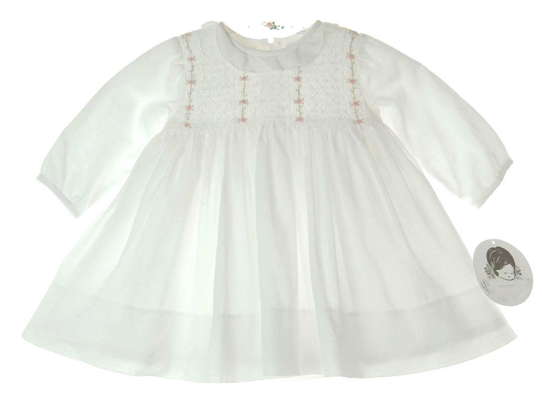 SARAH LOUISE - Rosebud Embroidered Smock Dress