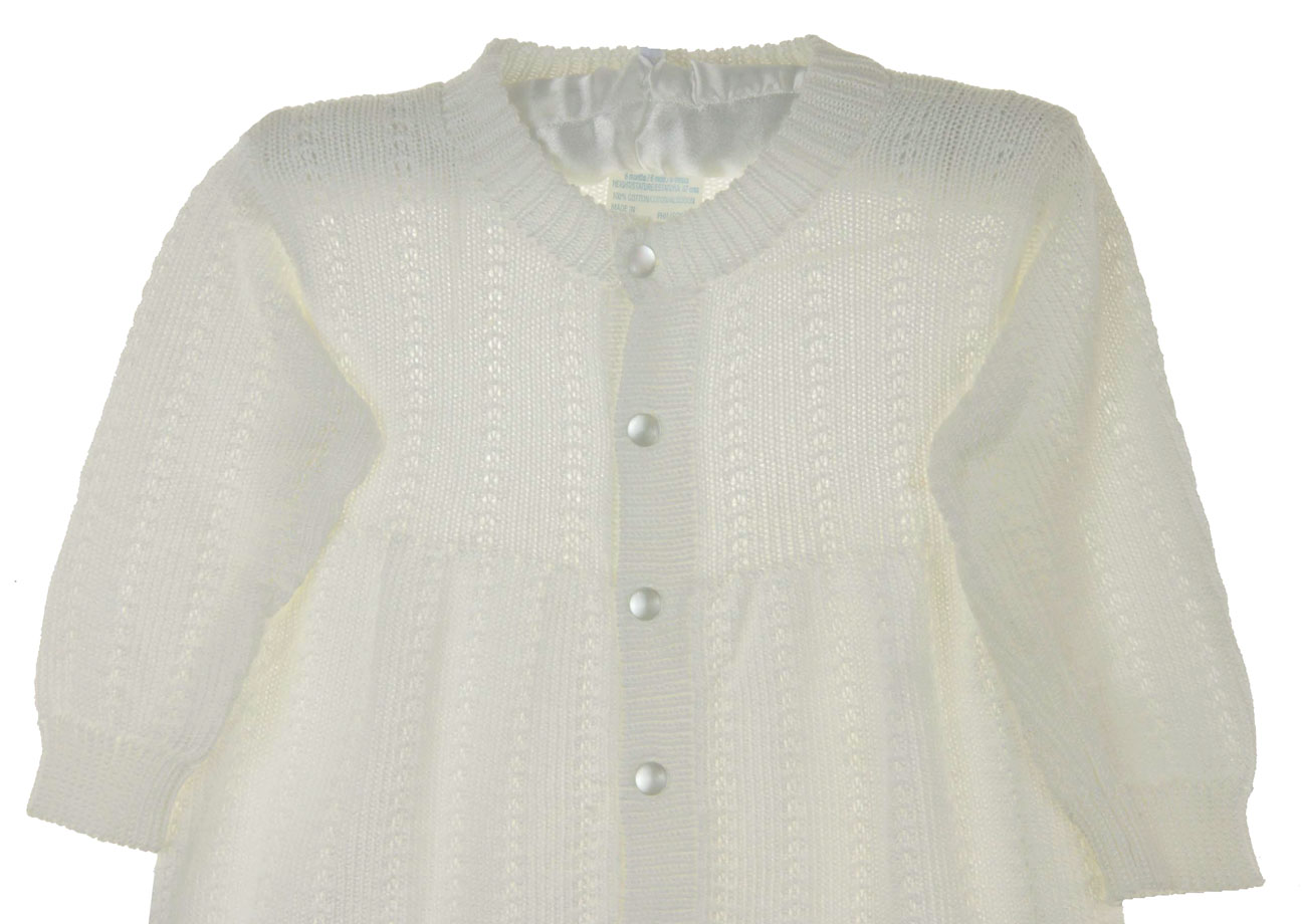 Sophie Dess white knit baby gown,white knit gown for baby girls, white