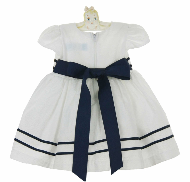 navy blue dress for baby girl Adeline Ruffle Collar Sweater Knit Baby Dress (Organic Cotton), Navy Blue / 6-12M main image 0