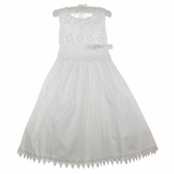 white christmas dresses Swea Pea & Lilli Girls White Cotton Eyelet Communion Dress 6 main image 0