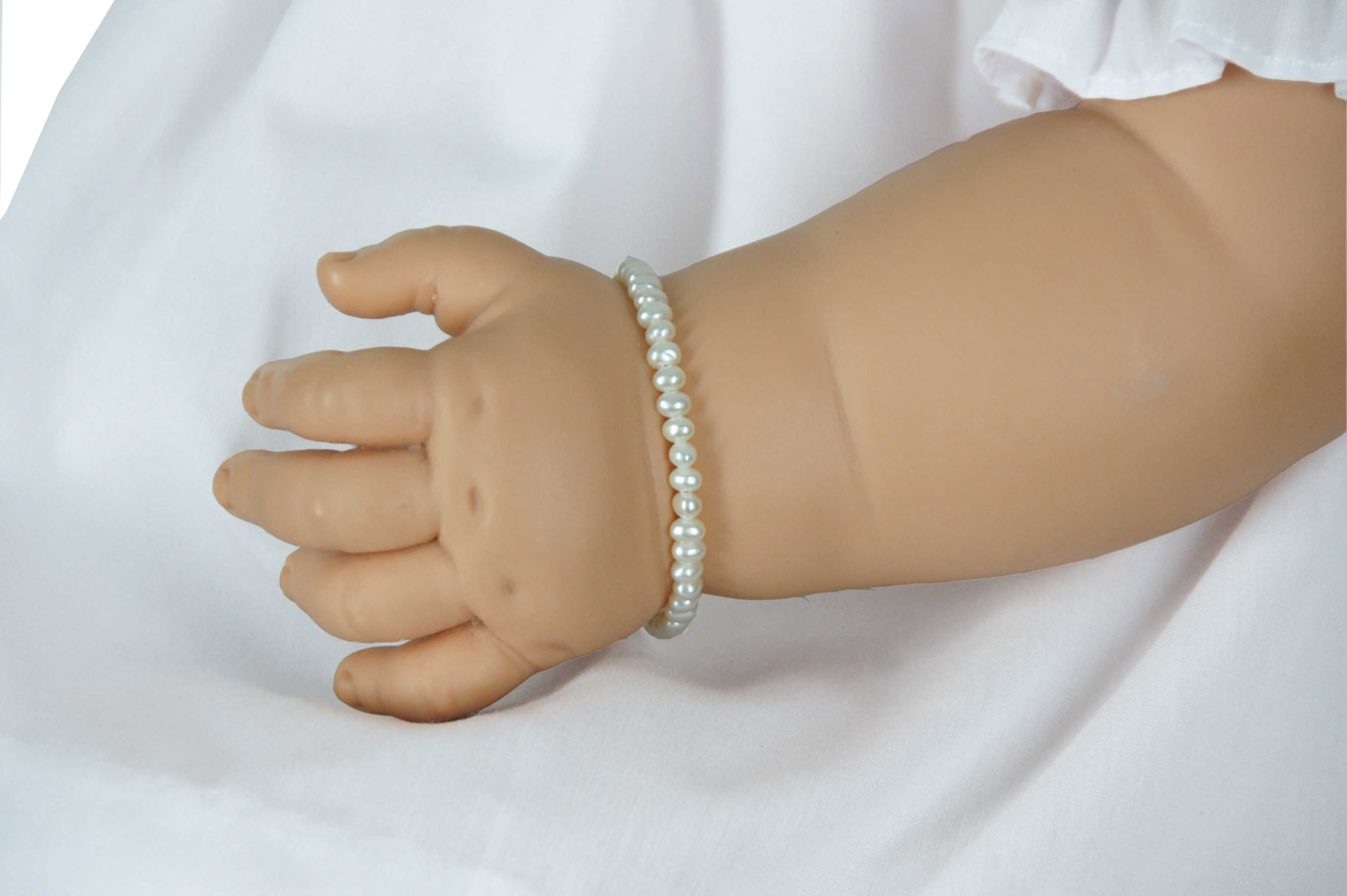 pearl bracelet with sterling silver closure,baby girls pearl bracelet with sterling silver