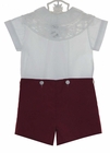 <img src="https://p11.secure.hostingprod.com/@grammies-attic.com/ssl/images/blue-sold-1.gif"> NEW Victorian Heirlooms Burgundy Cotton Button On Shorts Set with Battenburg Lace Collar