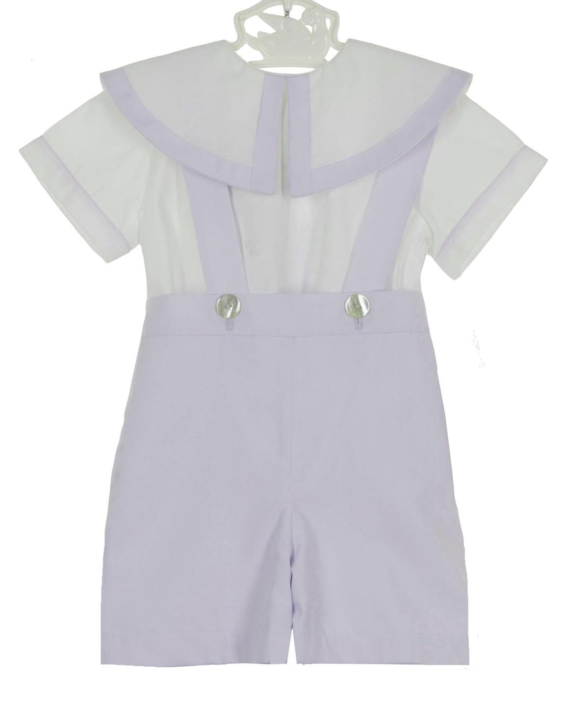 Victorian Heirlooms lavender and white suspended shorts set,toddler