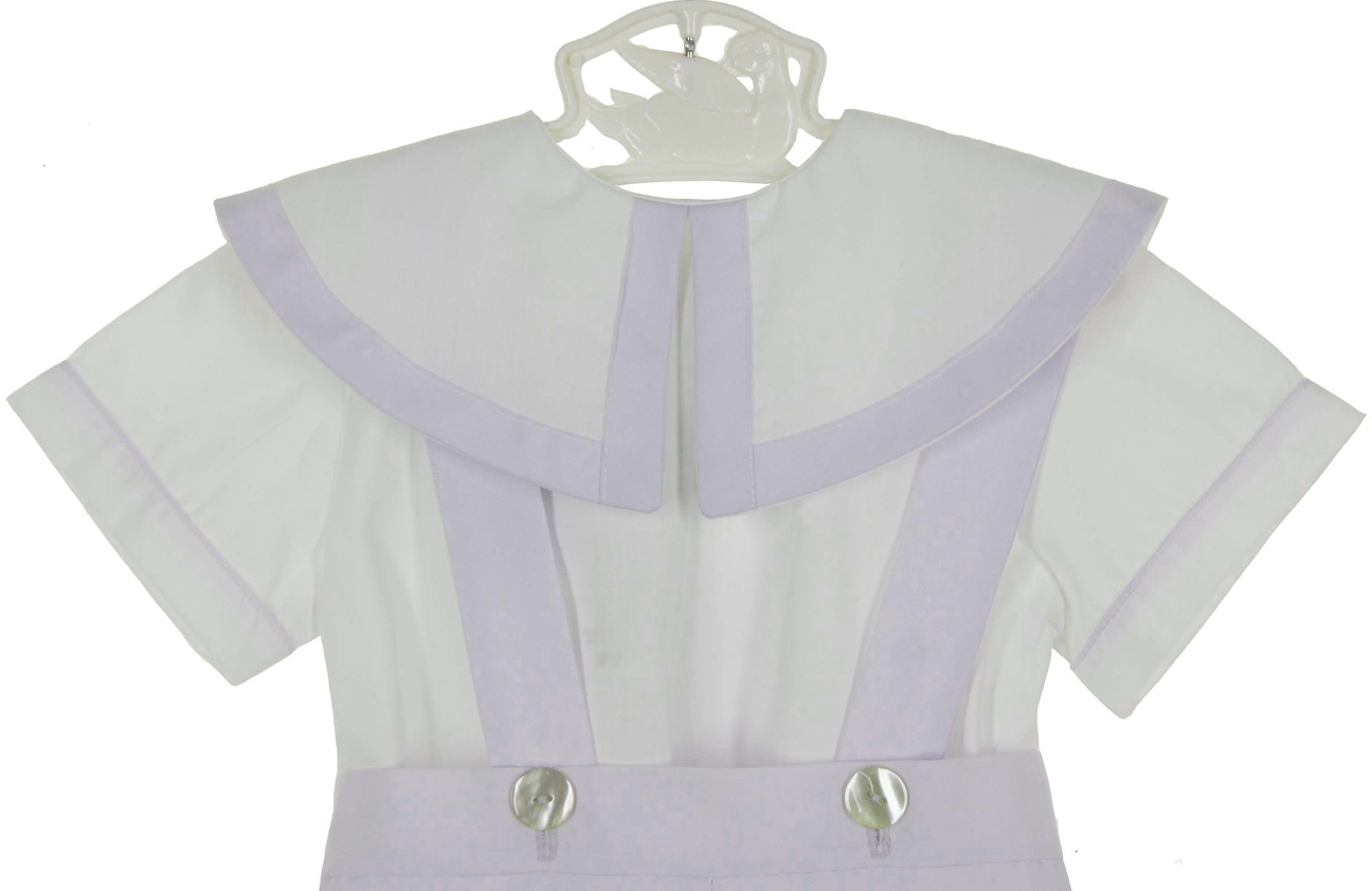 Victorian Heirlooms lavender and white suspended shorts set,toddler