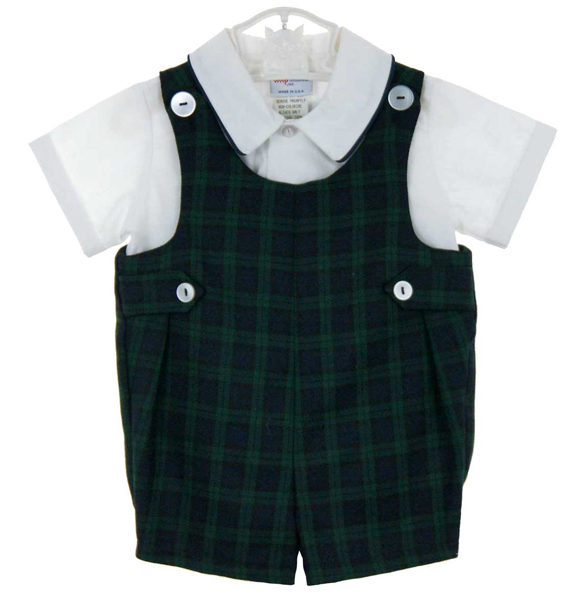 Blue Plaid Pintuck Romper