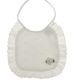 NEW White Eyelet Bib with White Ribbon Rose Trim