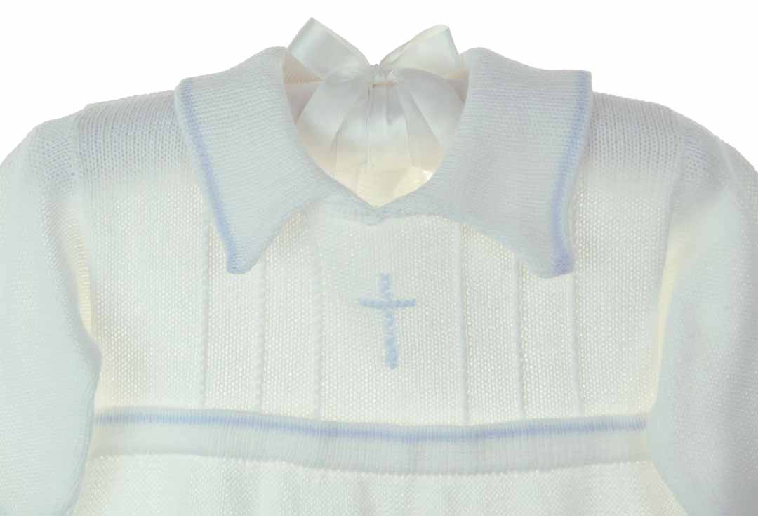 baby boy knit christening set,whit knit christening outfit,boys cotton