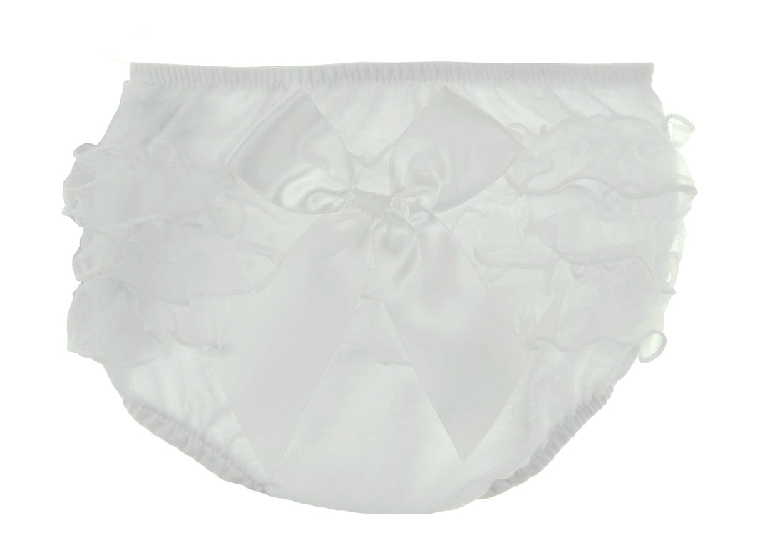 Knit Diaper Cover - White with Light Pink