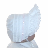 NEW White Pintucked Bonnet with Eyelet Trim and Lavender  display picture 2