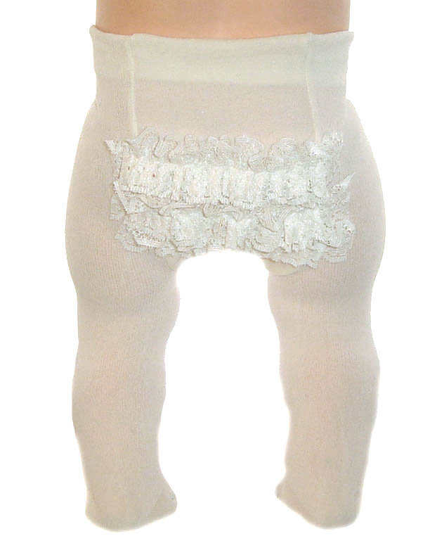 NEW White Ruffle Bottom Rhumba Tights for Babies