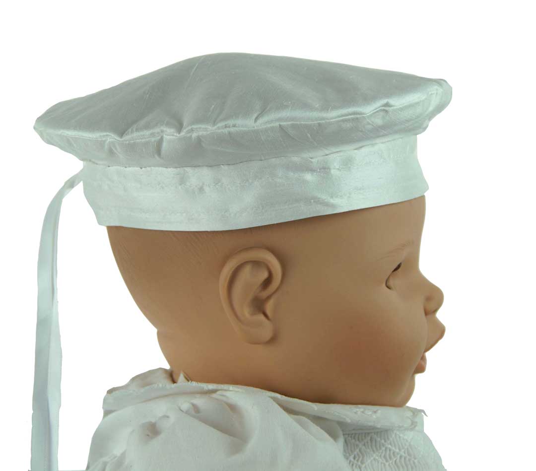 silk baby beret,silk muffin hat,silk christening hat,baby boy silk