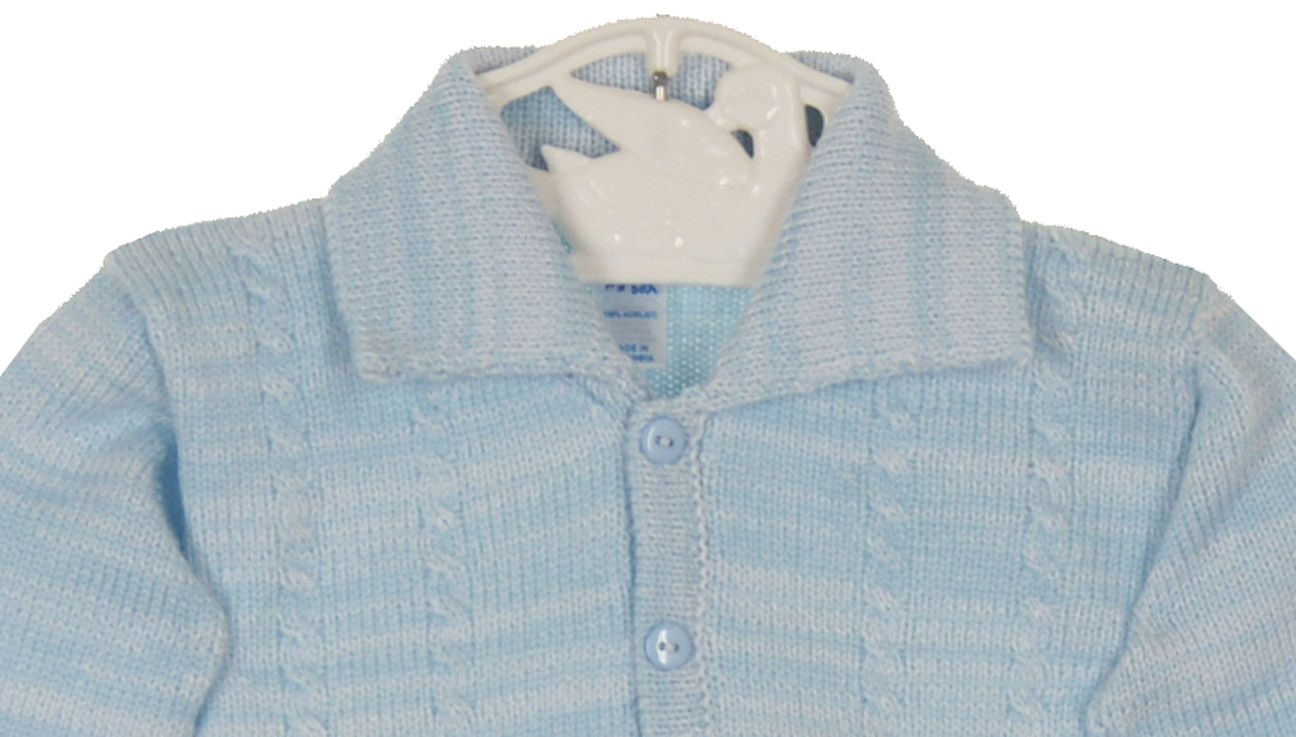 Will'Beth blue knit sweater set with hat and socks,baby boys blue knit