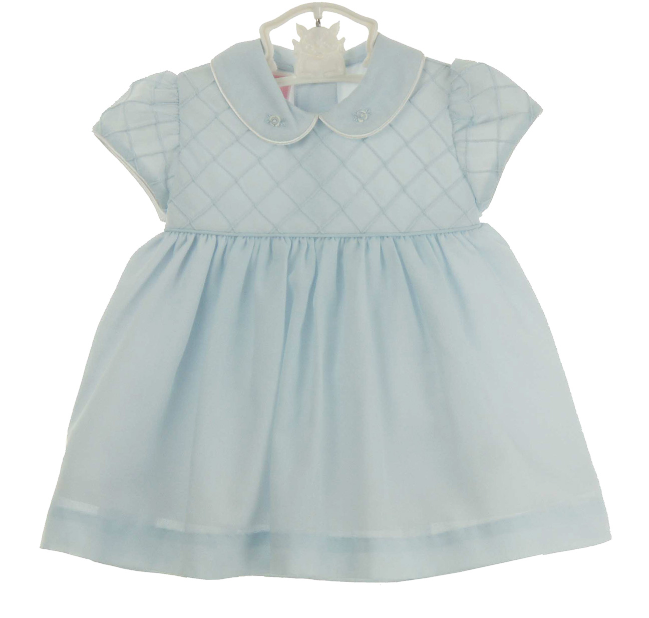 Will'Beth blue voile embroidered baby girls dress,blue voile