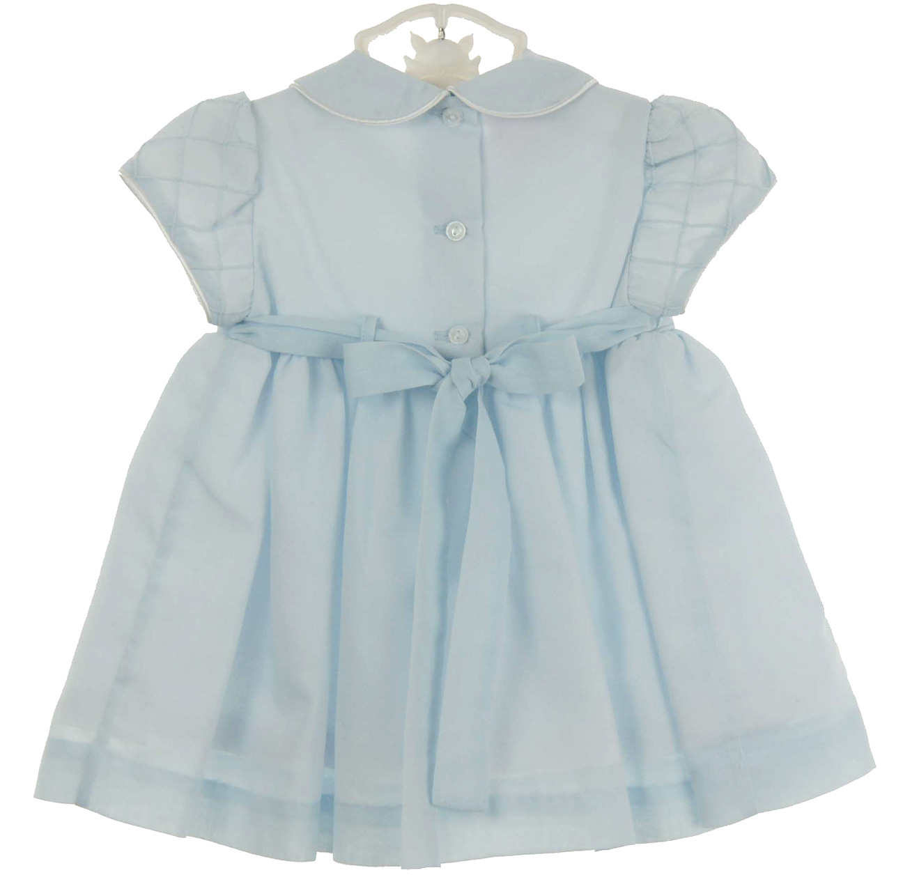 Will'Beth blue voile embroidered baby girls dress,blue voile