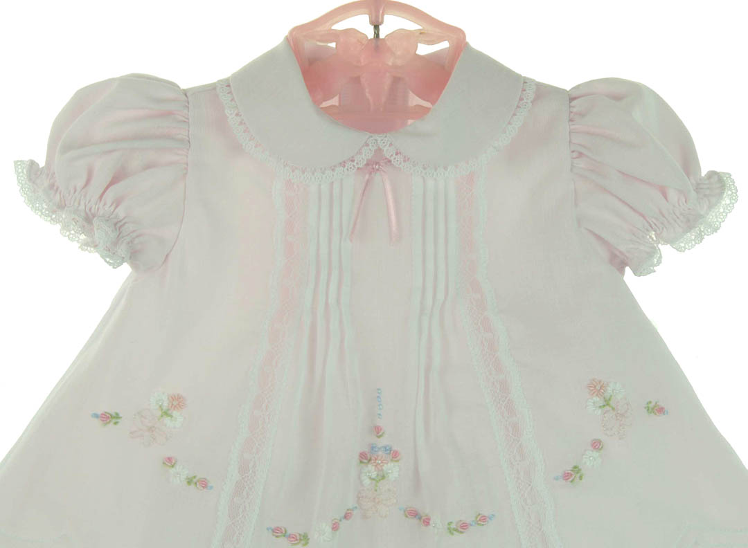 Will'Beth pink baby dress,newborn baby dress,baby girl take home dress