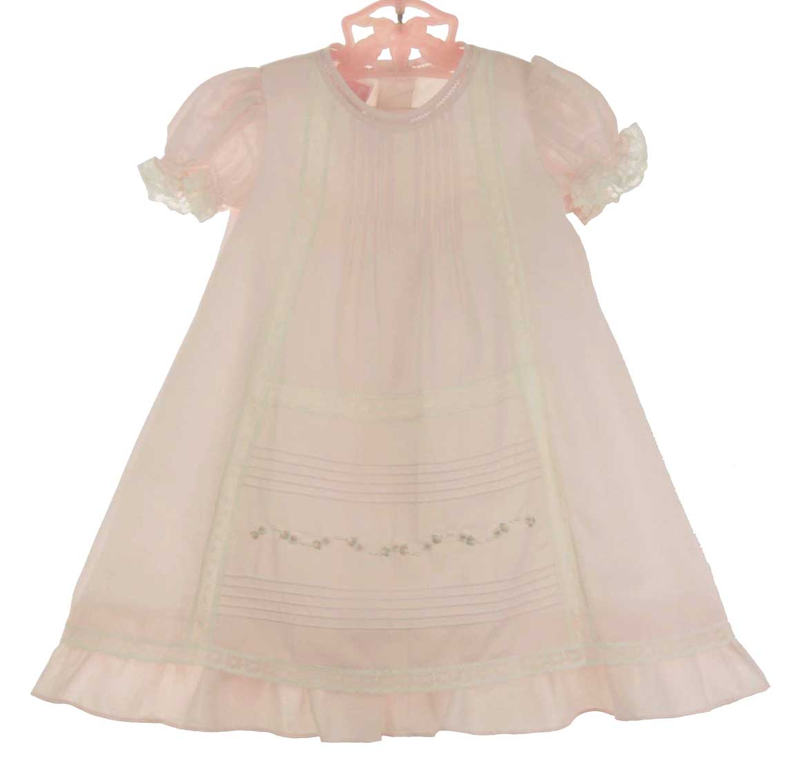 Will'Beth pink vintage style baby gown and style pink
