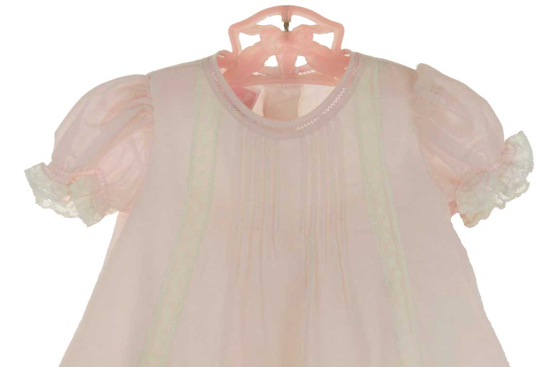 Will'Beth pink vintage style baby gown and style pink