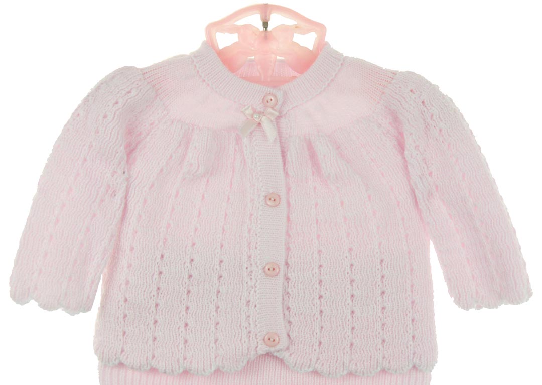 Will'Beth pink sweater set with and booties,baby girls pink 4