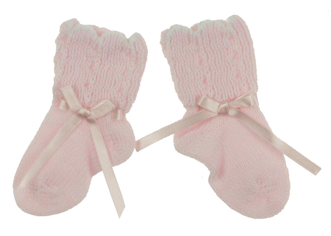 Will'Beth pink sweater set with and booties,baby girls pink 4