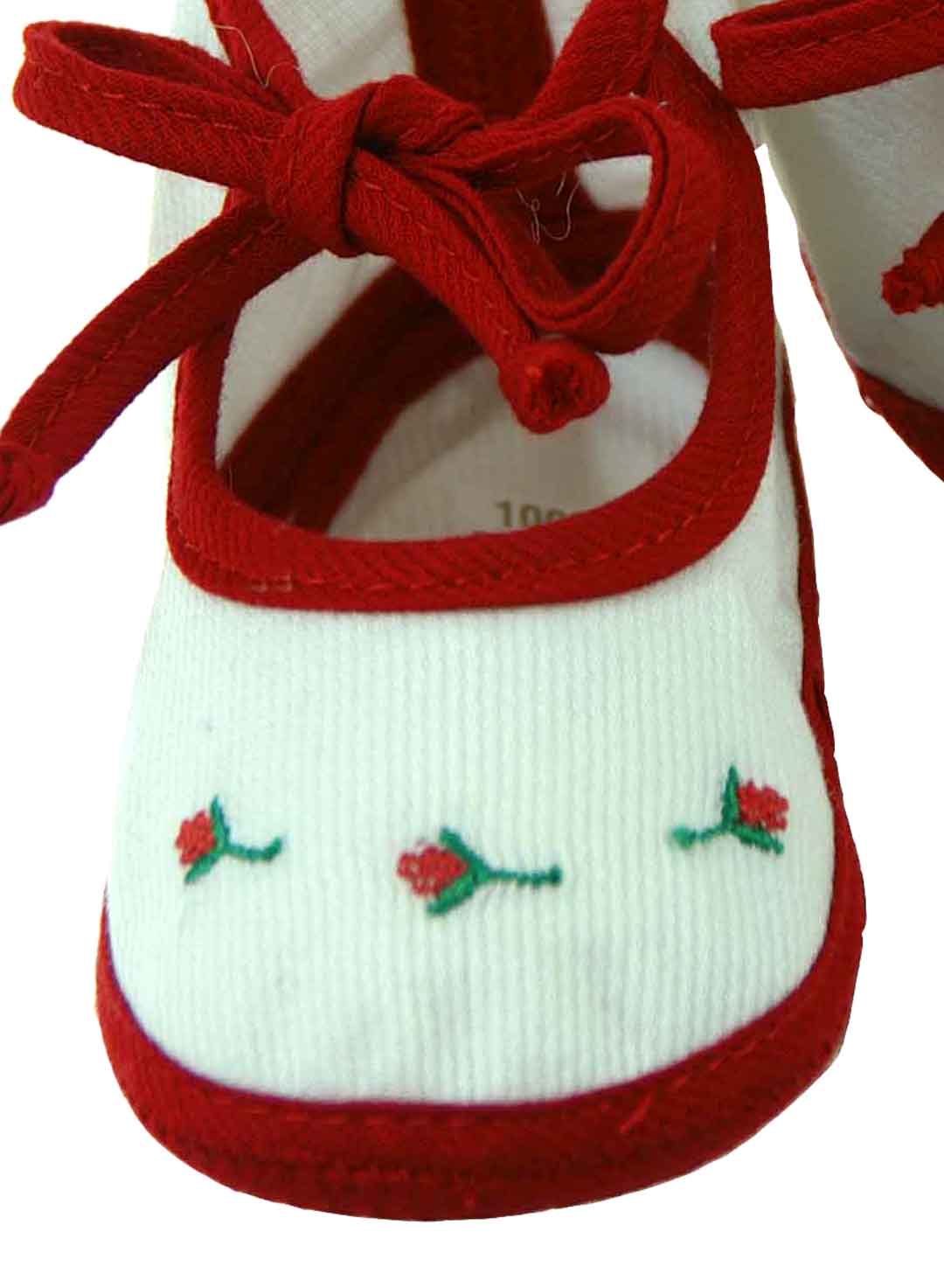 NEW Will'Beth Red and White Shoes with Red Rosebuds