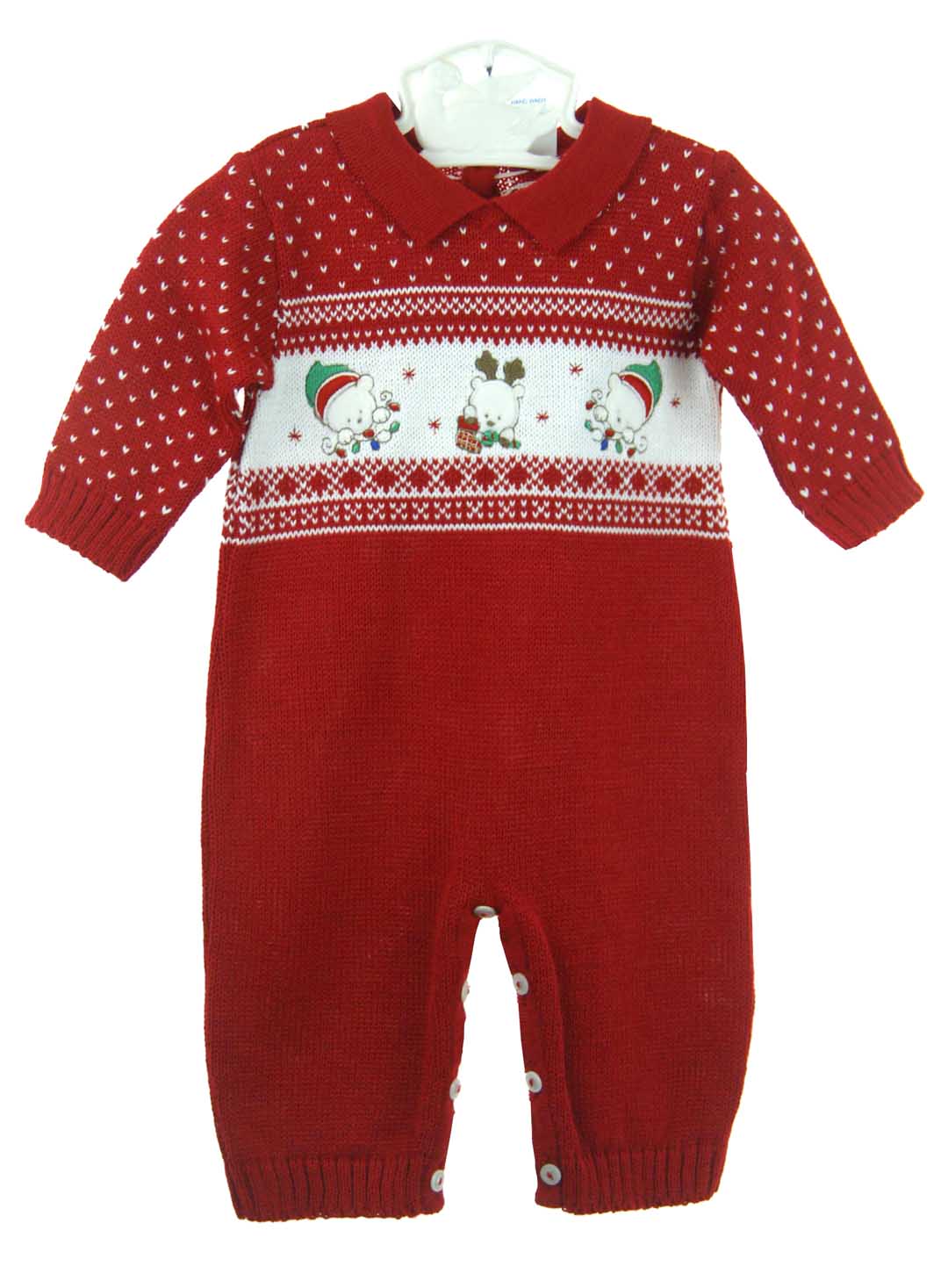 Will'Beth red knit romper,red knit Christmas romper,red romper for