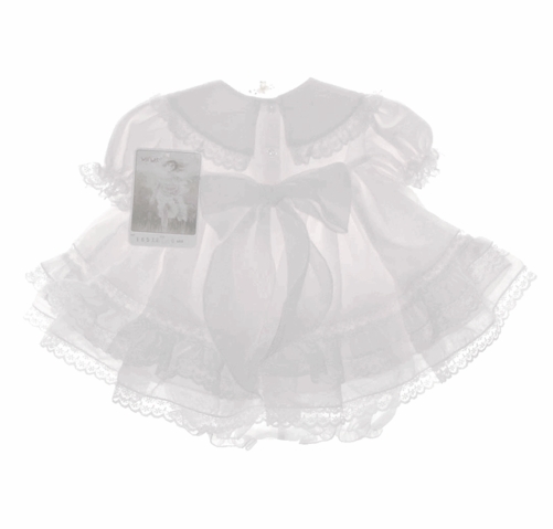 NEW Will'Beth White Baby Dress with Lace, Ribbons, Pastel Embroidery, and  Seed Pearls,pastel embroidered white take home dress for baby girl,pastel  embroidered white frilly dress for newborn girls,pastel embroidered white  frilly dress