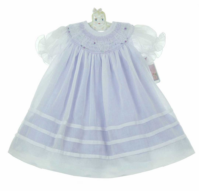 NEW Will'Beth White Bishop Smocked Dress with Lavender Ruffled Slip for  Babies, Toddlers, and Little