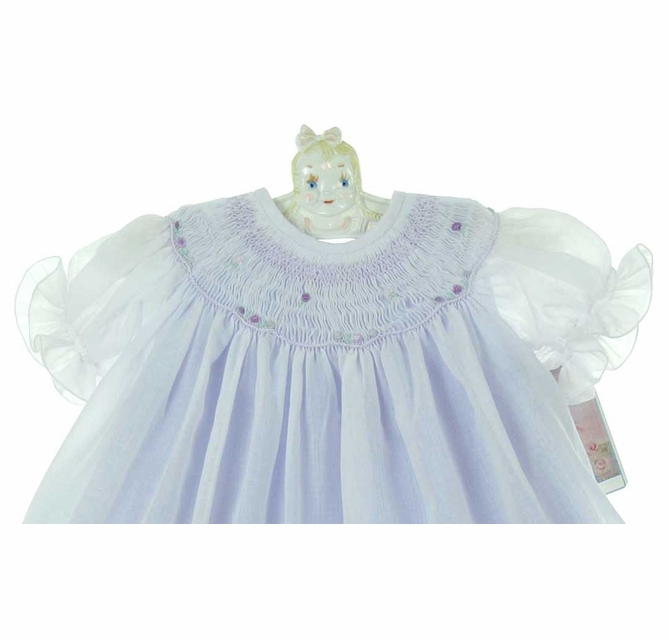 NEW Will'Beth White Bishop Smocked Dress with Lavender Ruffled Slip for  Babies, Toddlers, and Little