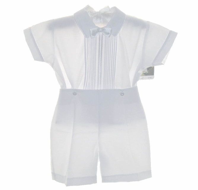 Baby Boy Baptism Outfit - White Christening Romper Jumpsuit For First Birthday & Cake Smash Photos