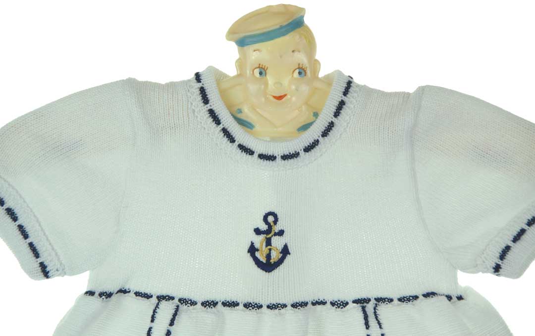 Willbeth knit sailor romper,Will'Beth baby boy sailor romper,Willbeth