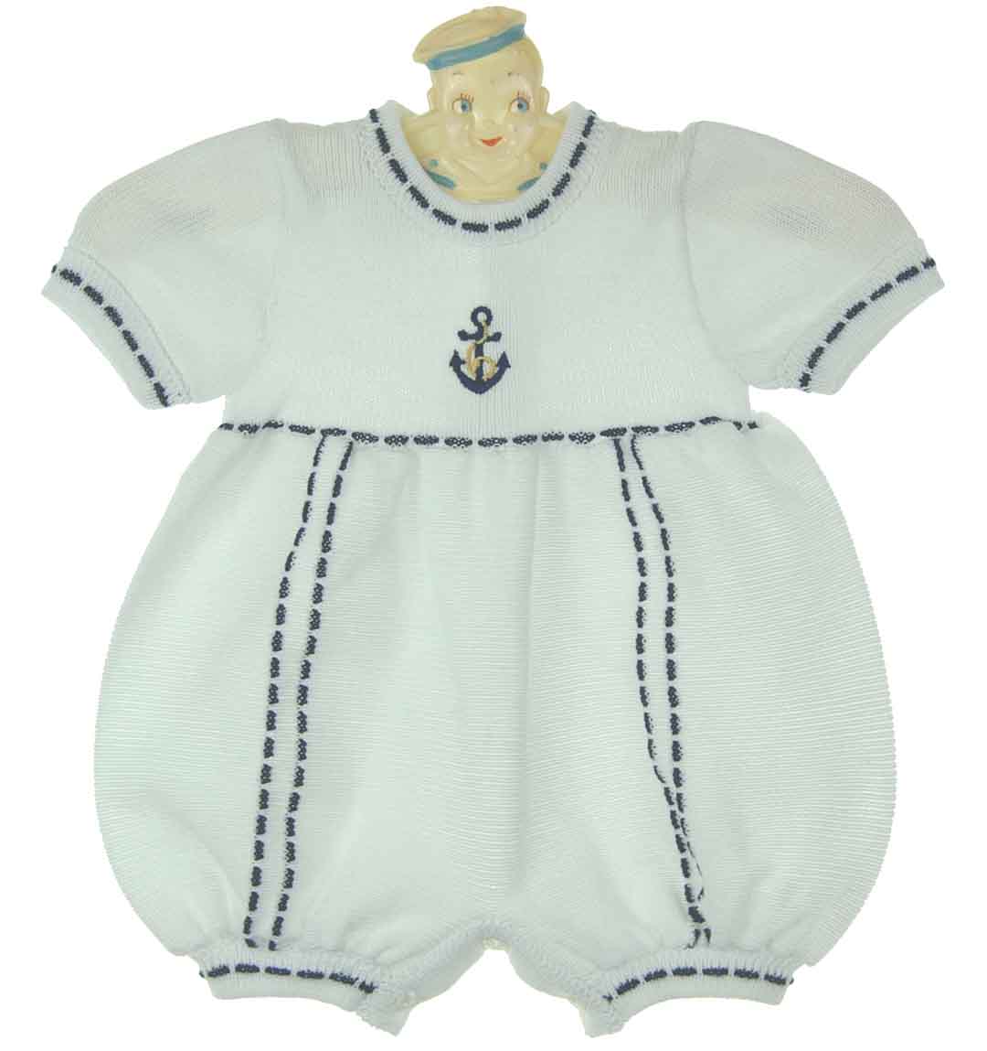 Willbeth knit sailor romper,Will'Beth baby boy sailor romper,Willbeth