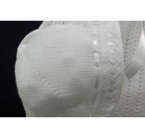 NEW Will'Beth White Delicate Knit Dress with Seed Pearls and Matching Bonnet NEW Will'Beth White Delicate Knit Dress with Seed Pearls and Matching Bonnet