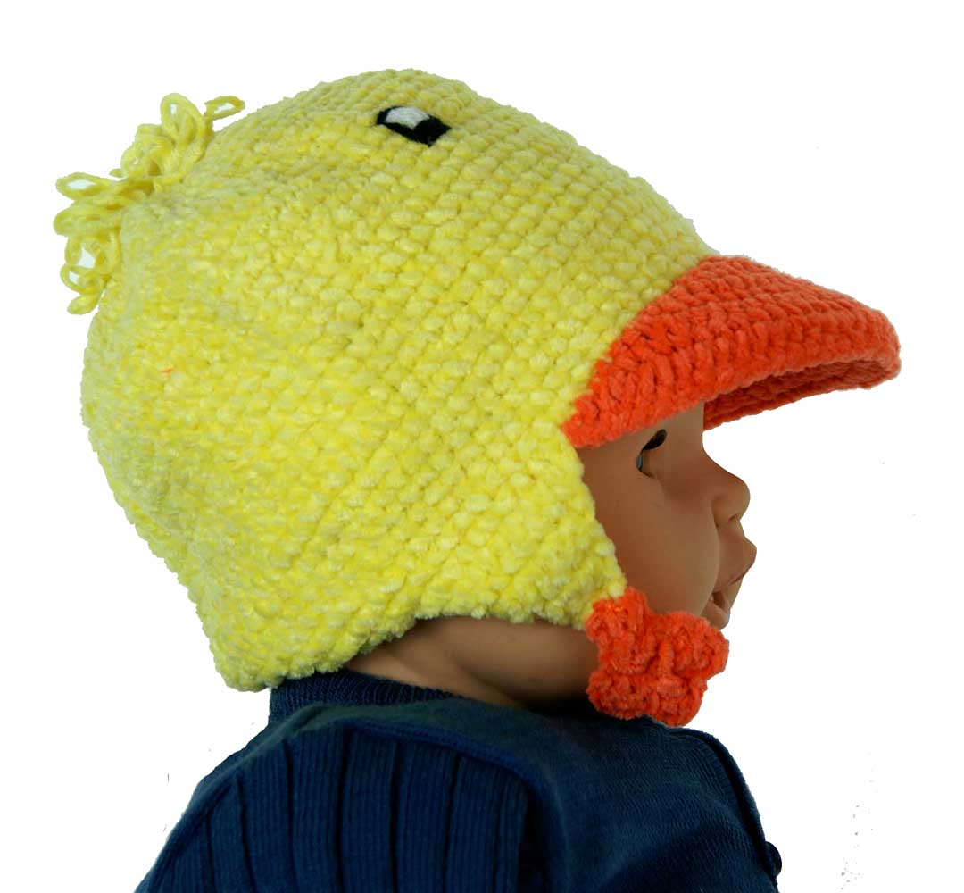 yellow knit duck hat,baby boys yellow knit duck hat,warm winter knit